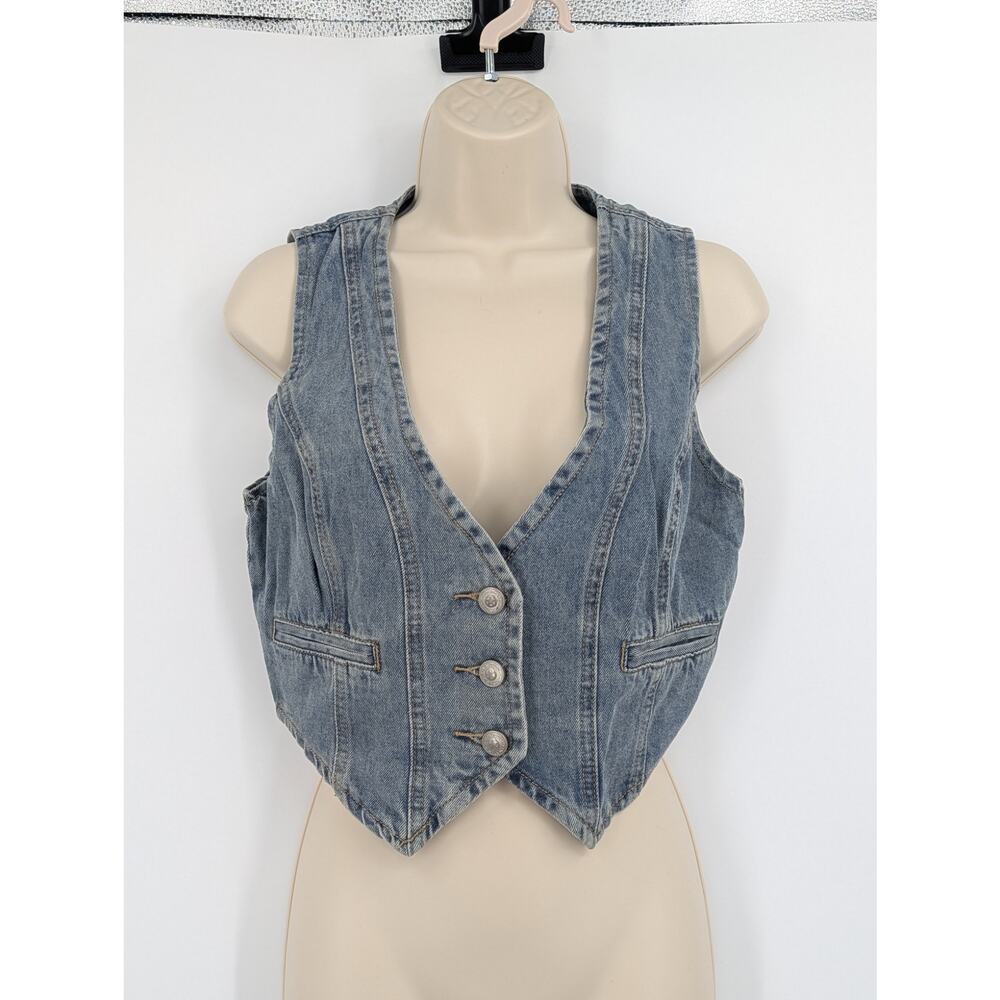 NWT Princess Polly Burrows Denim Vest Size 8 Festival Boho Country Western Rodeo